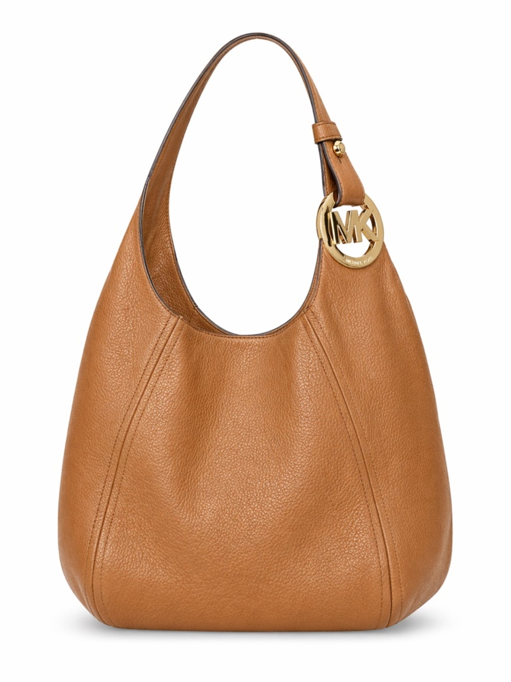 Michael Kors Large Fulton Pebbled Leather Hobo bag- Luggage Tan